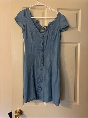 American Eagle Outfitters Light Blue Denim Button-Down Mini Dress